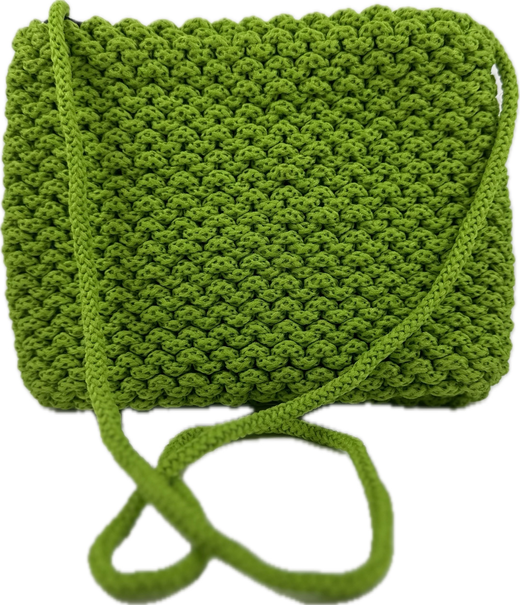 Lime green rope-knit crossbody purse